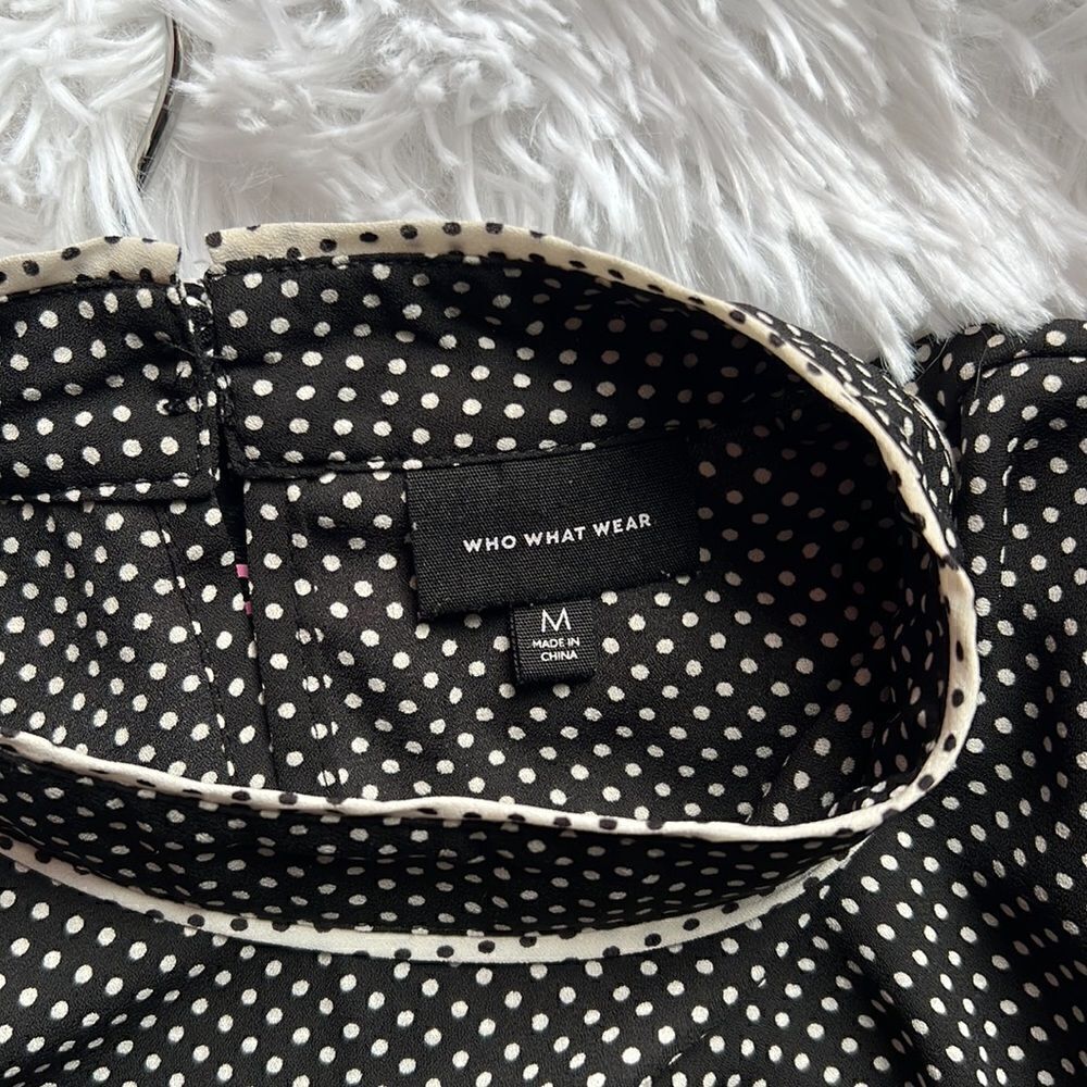 WHO WHAT WEAR Black Polkadot High Neck Blouse - Picture 12 of 16